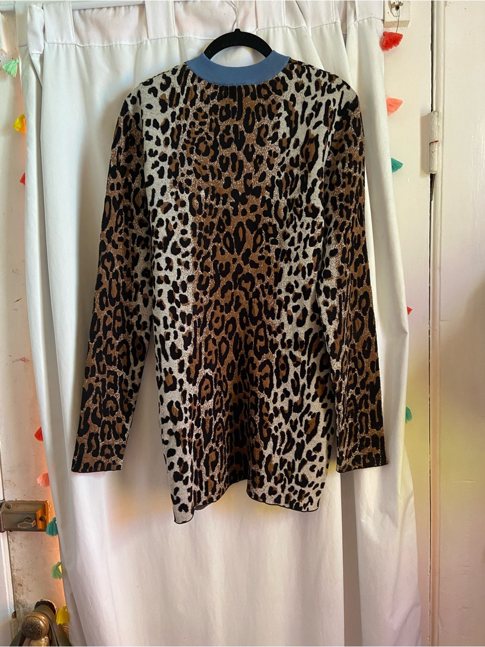 Stella Mccartney Blue Collar Leopard-Print Sweater